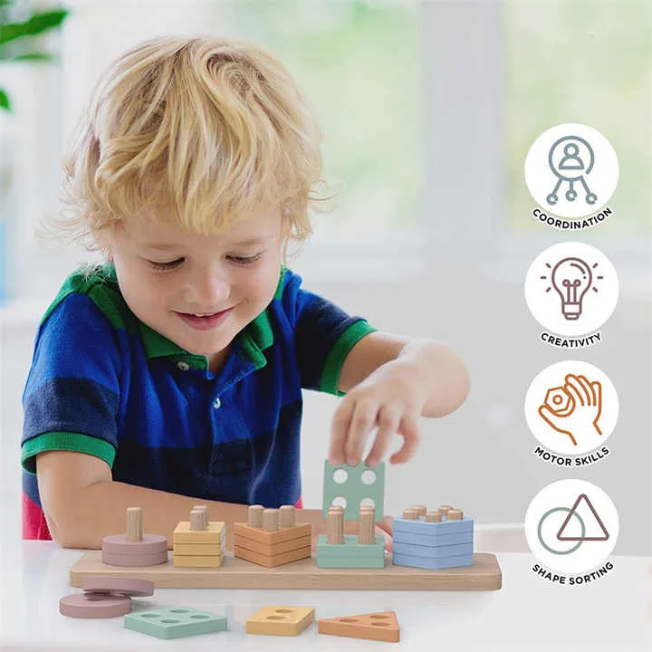 لعبة تعليمية مبكرة للأعمار من 0-3 وحدات بناء . Early learning toy for ages 0-3 Montessori-inspired
