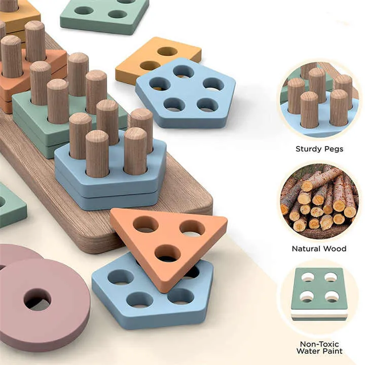 لعبة تعليمية مبكرة للأعمار من 0-3 وحدات بناء . Early learning toy for ages 0-3 Montessori-inspired