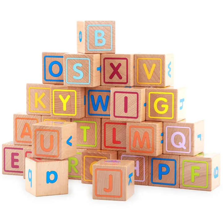 الجملة 26 قطعة الزان الخشب الأبجدية كتل كتل بناء كتل 40 مللي متر 26pcs Beech Wood Alphabet Blocks Building Blocks 40mm