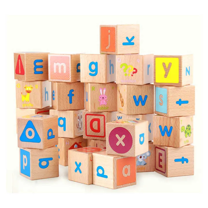 الجملة 26 قطعة الزان الخشب الأبجدية كتل كتل بناء كتل 40 مللي متر 26pcs Beech Wood Alphabet Blocks Building Blocks 40mm