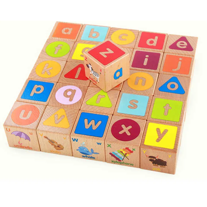 الجملة 26 قطعة الزان الخشب الأبجدية كتل كتل بناء كتل 40 مللي متر 26pcs Beech Wood Alphabet Blocks Building Blocks 40mm