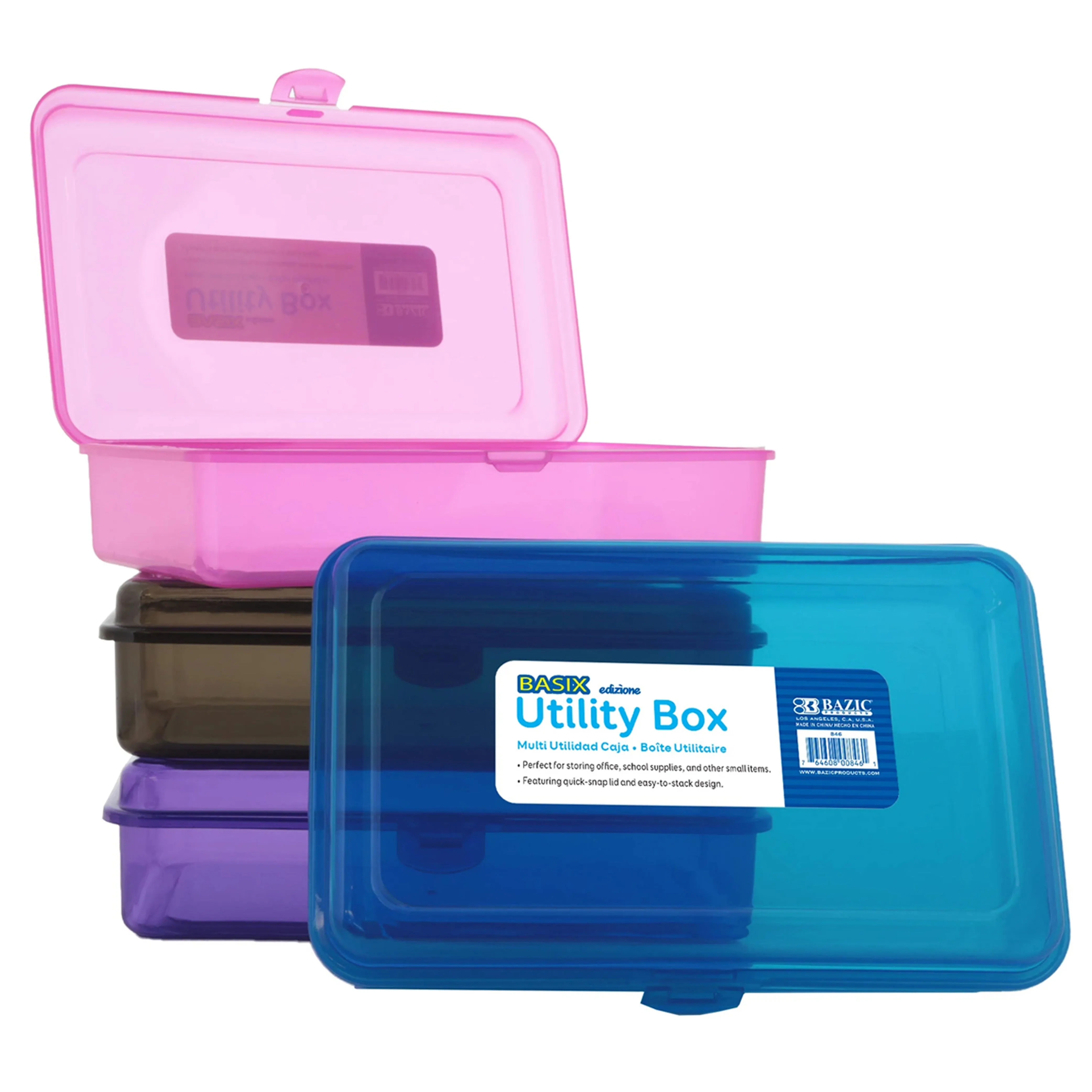 2 Pc Plastic Pencil Box Pen Art Craft Storage Kid School Office Case Stationery