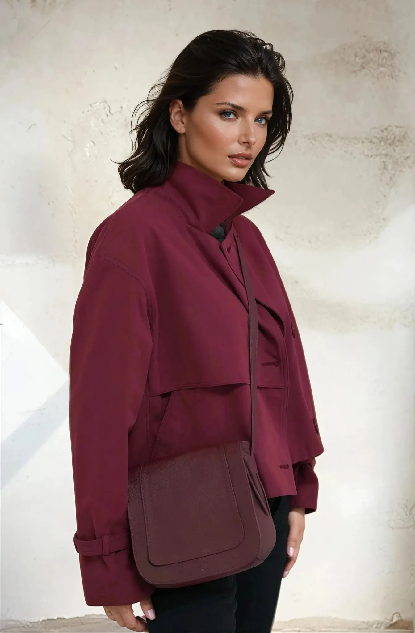 Burgundy Saddle Sling Bag