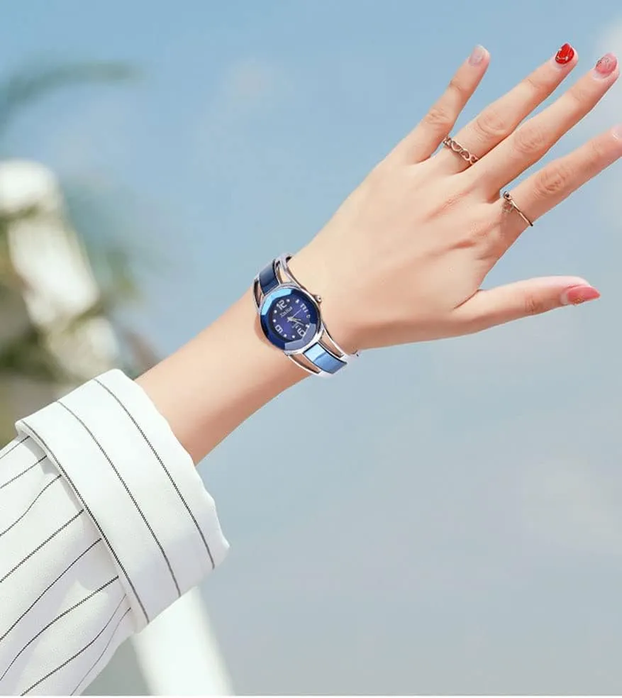 Gosasa Women's Watch Stunning Design Metal Band Small and Medium Size Cuff Bangle Dress Watch 6 Inches Gifts Set with Bracelet