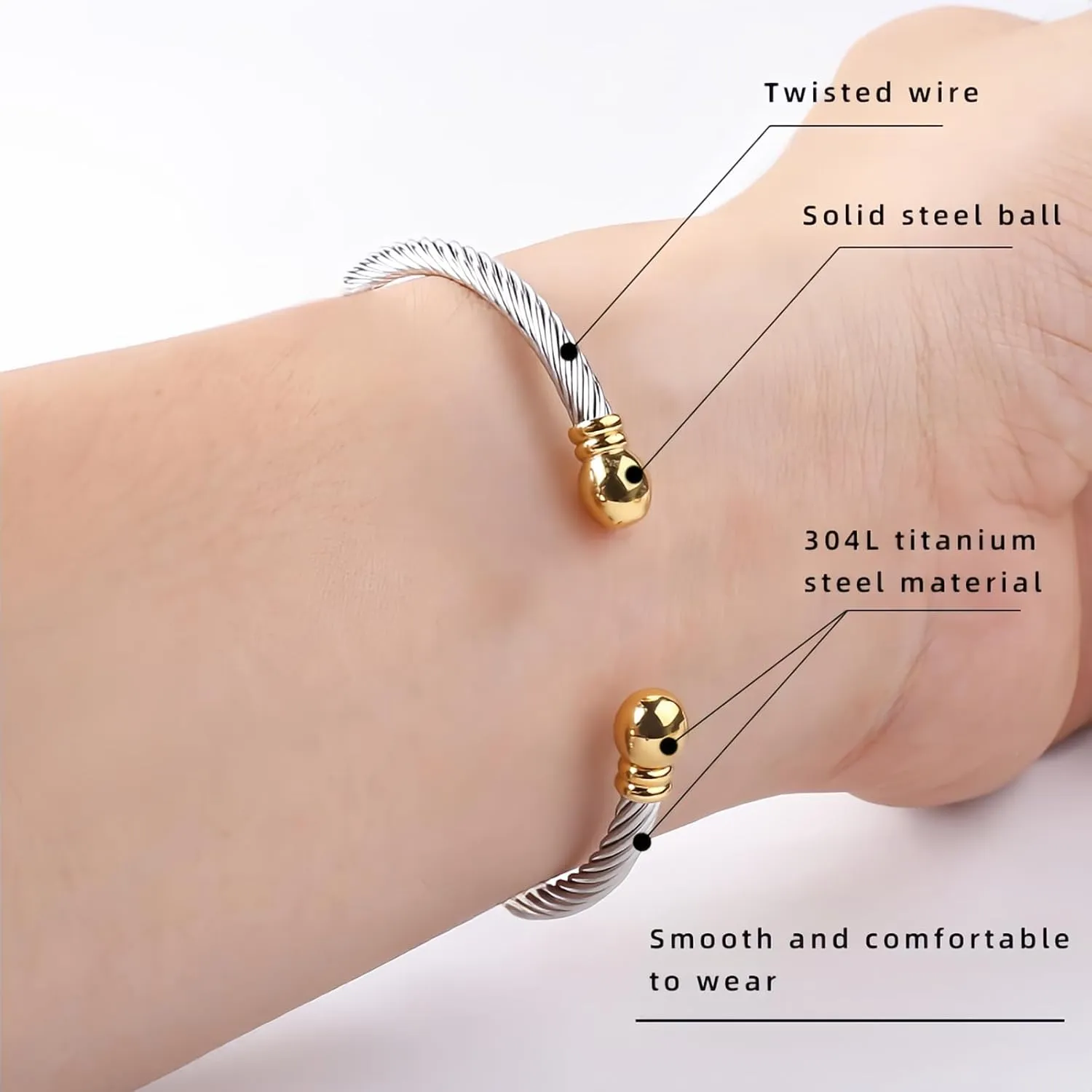 Gosasa Women's Watch Stunning Design Metal Band Small and Medium Size Cuff Bangle Dress Watch 6 Inches Gifts Set with Bracelet