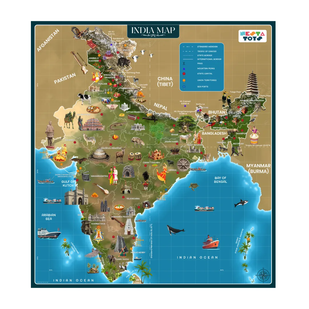 India Map Puzzle For Kids (64 Pcs)