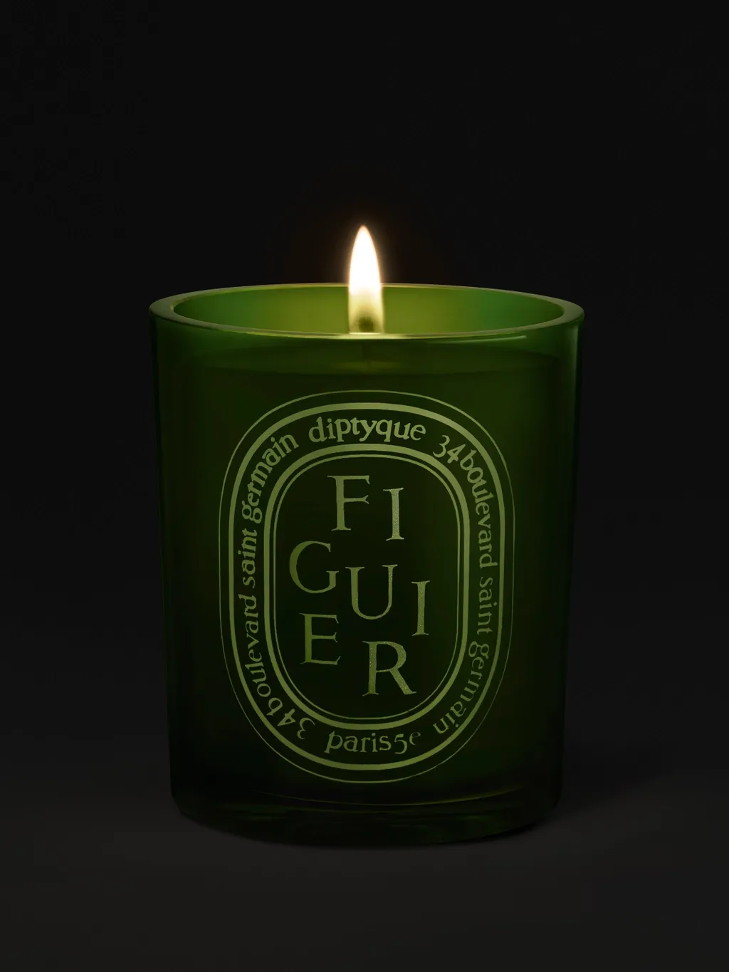 Large Green Scented Candle in Figuier