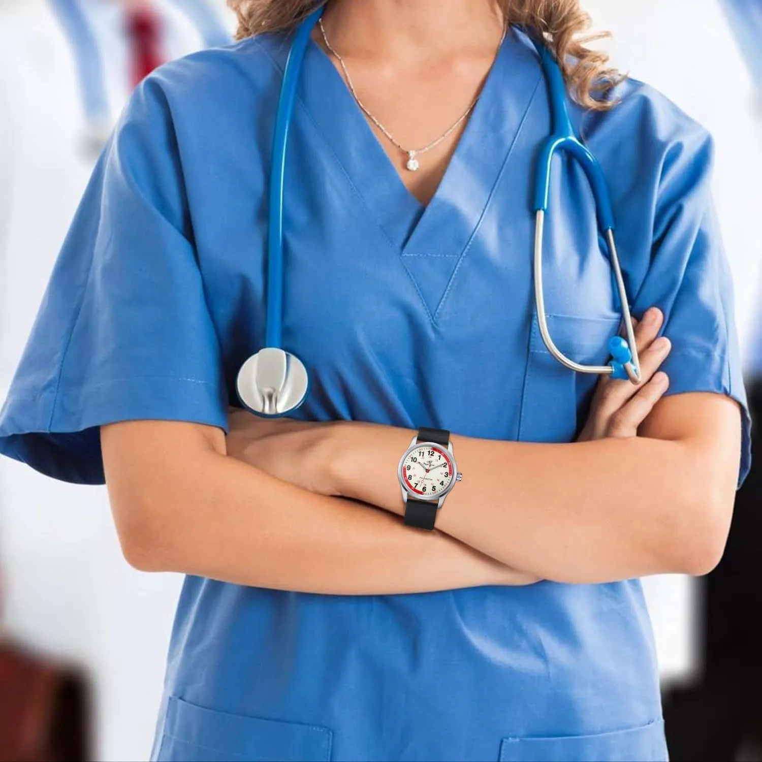 Nurse Watch for Nurse Doctors Medical Professionals Students Men Women Unisex Easy to Read Luminous Dial Second Hand Watch for Nurses Water Resistant Silicone Strap