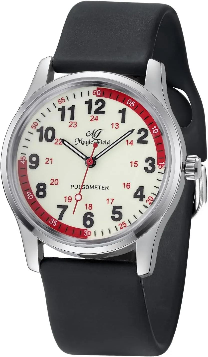 Nurse Watch for Nurse Doctors Medical Professionals Students Men Women Unisex Easy to Read Luminous Dial Second Hand Watch for Nurses Water Resistant Silicone Strap