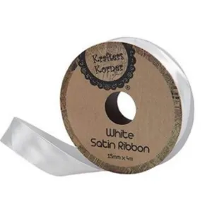 White Satin Ribbon 15mm x 4m